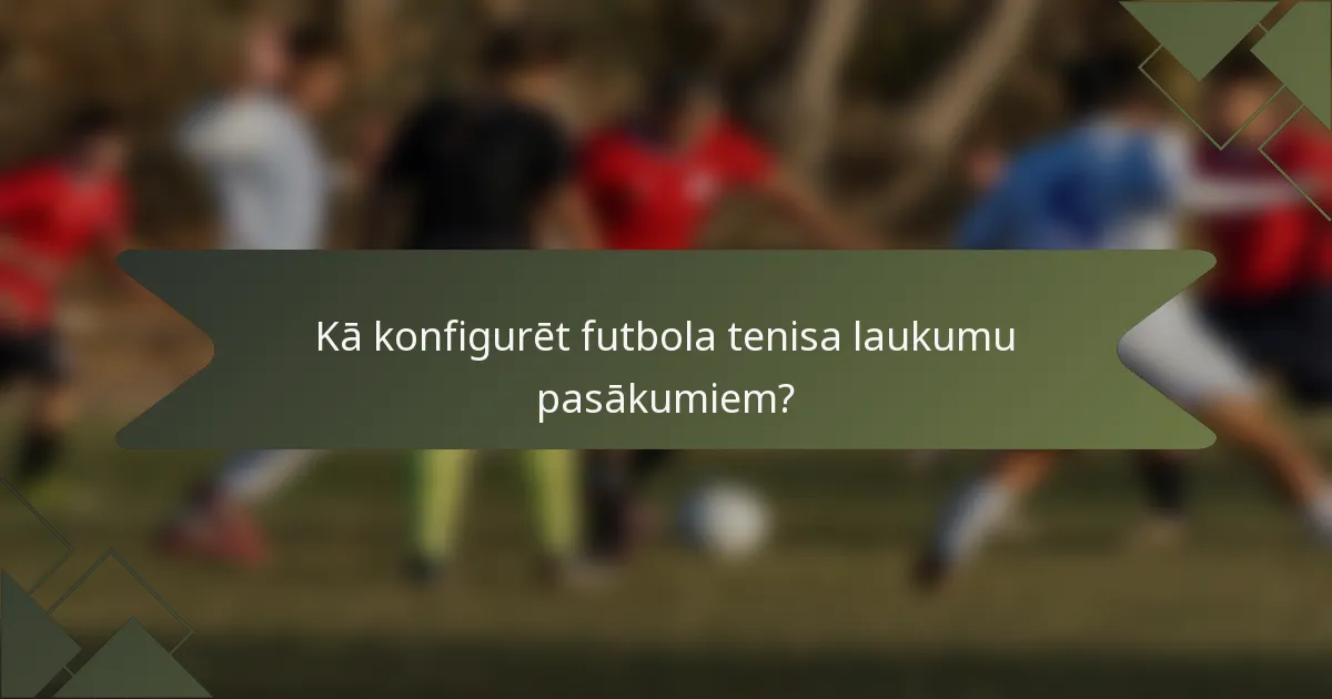 Kā konfigurēt futbola tenisa laukumu pasākumiem?