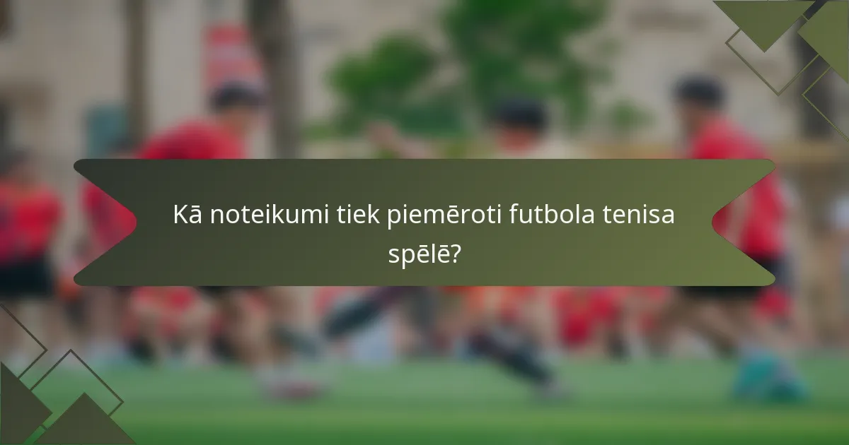 Kā noteikumi tiek piemēroti futbola tenisa spēlē?