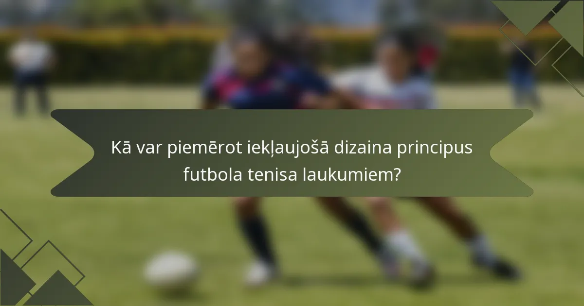 Kā var piemērot iekļaujošā dizaina principus futbola tenisa laukumiem?