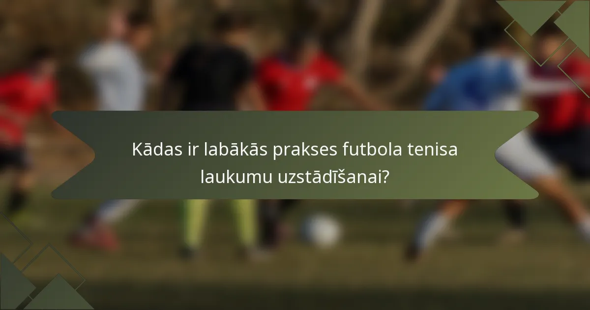 Kādas ir labākās prakses futbola tenisa laukumu uzstādīšanai?