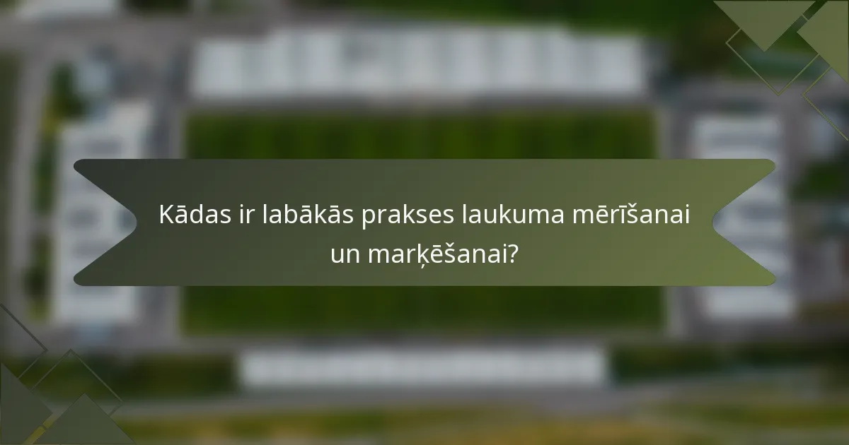 Kādas ir labākās prakses laukuma mērīšanai un marķēšanai?