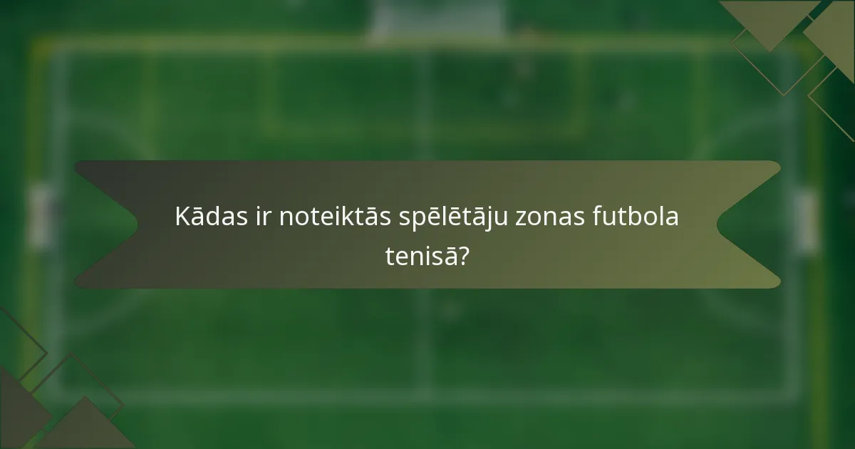 Kādas ir noteiktās spēlētāju zonas futbola tenisā?