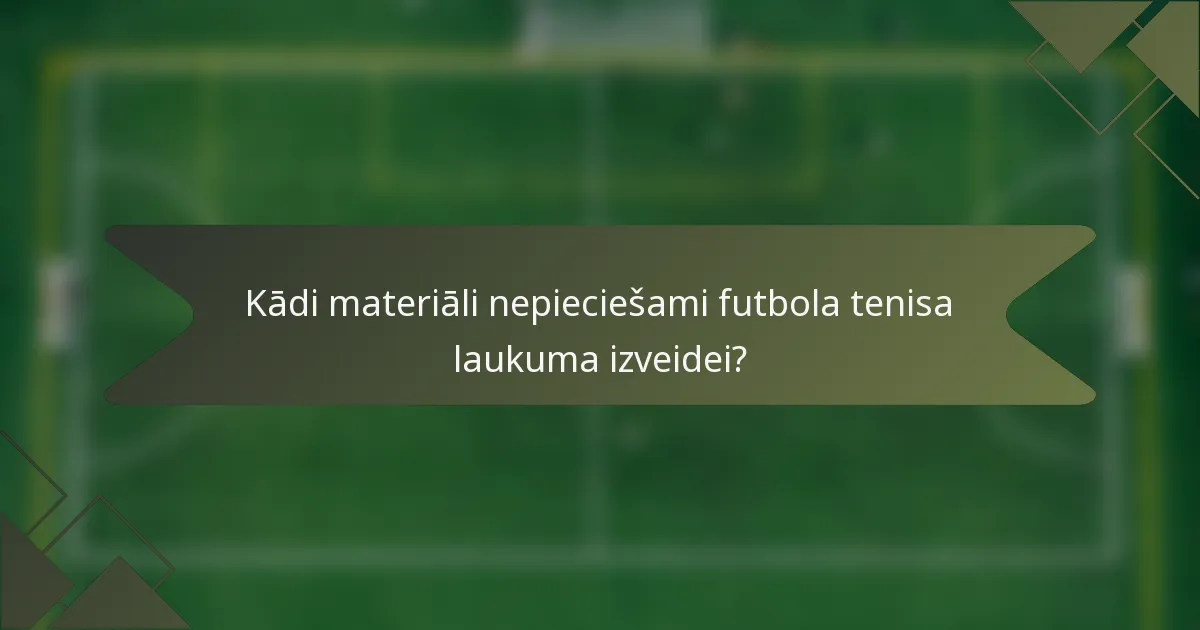 Kādi materiāli nepieciešami futbola tenisa laukuma izveidei?